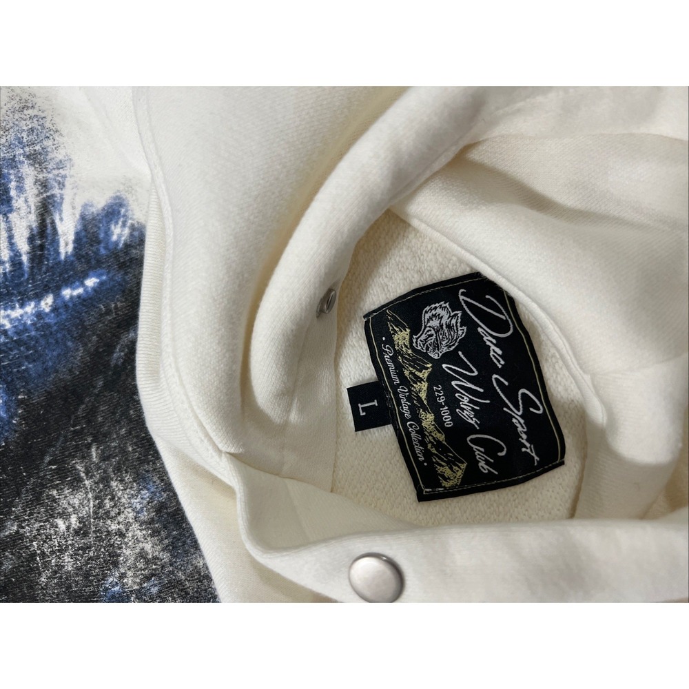 Darc Sport Wolf Club We Are Not The Same Vintage Pierce Hoodie Cream Sz L. - Picture 8 of 8